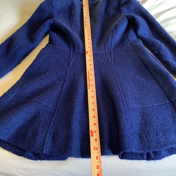 Guess Y2K Wool Blend Fit and Flare Lined Coat Zip Blue Size Small - Picture 10 of 12
